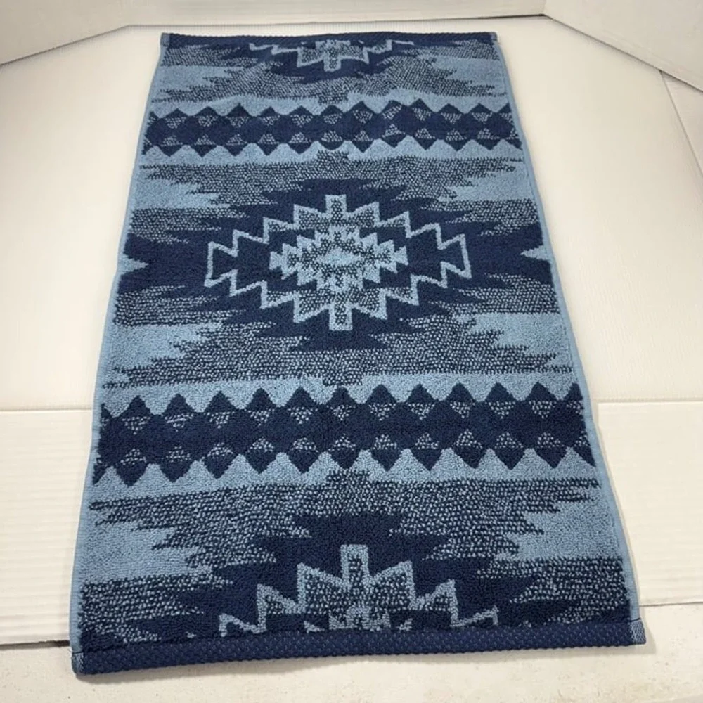 Wrangler 2 Bath Towels And Hand Towel Set, NWT Blue Aztec Country Western